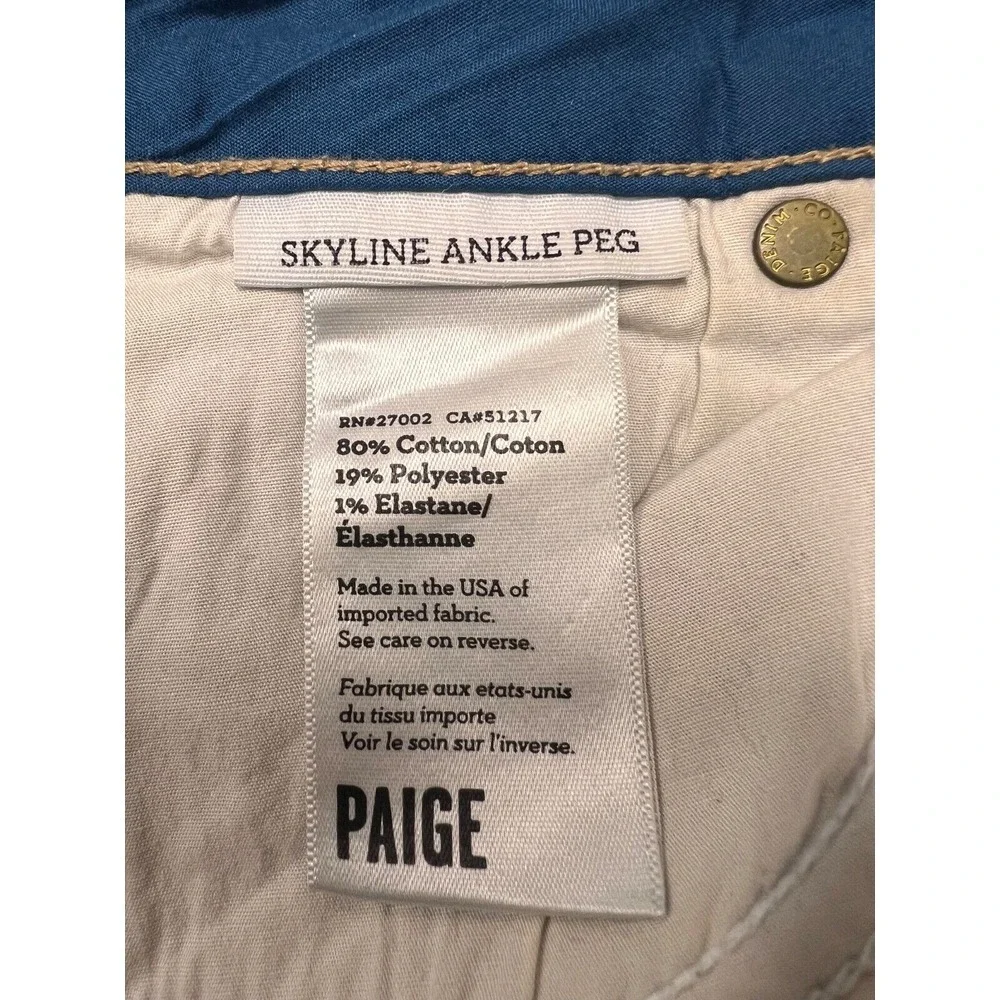 Paige Woman Blue Jeans Skyline Ankle Peg Blue Size 24 Made In USA‎